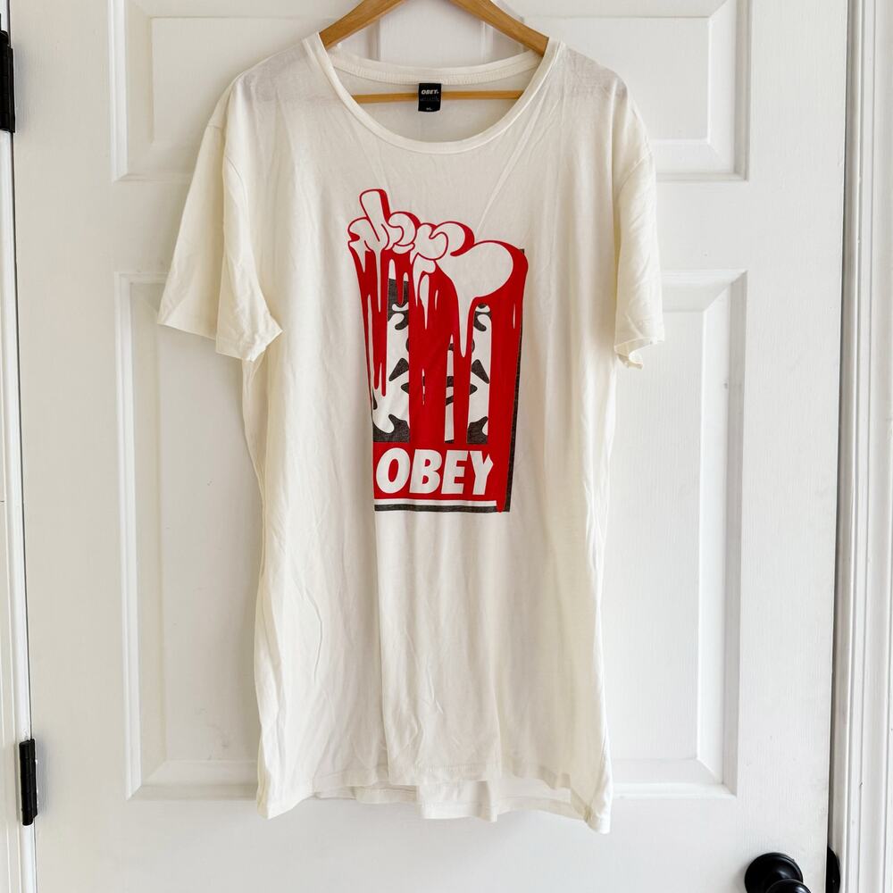Vintage OBEY Shirt Mens XL Short‎ Sleeve Skateboarding USA Made Single Stitch